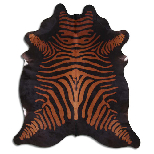 Printed Black Zebra Cowhide Rug - Large
