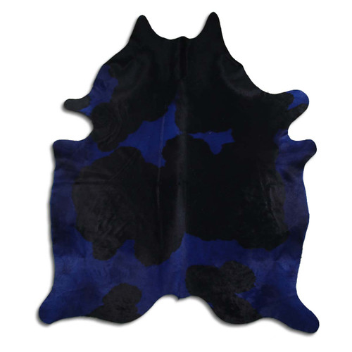 Blue & Black Cowhide Rug - Medium