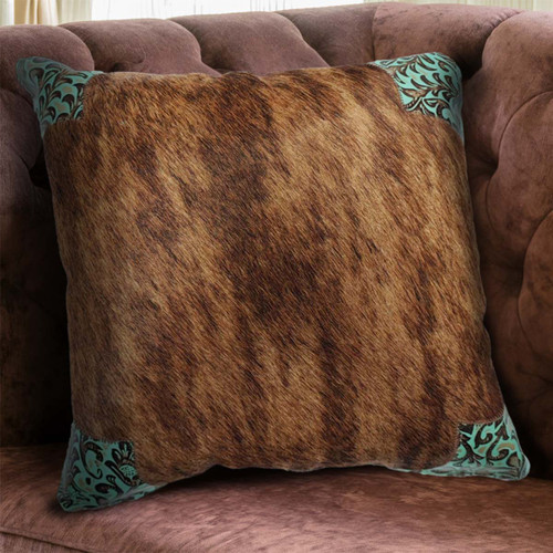 Highland & Teal Floral Cowhide Pillows