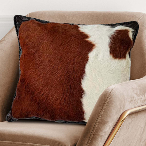Brown & White Cowhide Pillow