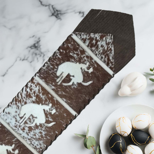 Fringed Light Wild Rider Cowhide Table Runner - 120 Inch