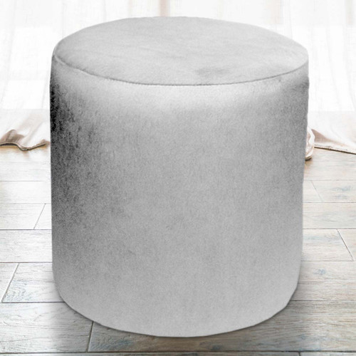 Gray Cowhide Round Pouf