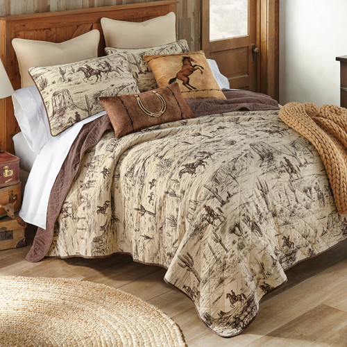 Ranch Hand Toile Western Quilt Bedding Collection