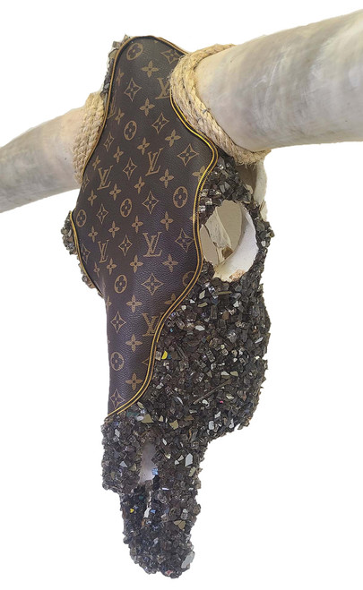 Authentic Longhorn Skull with Louis Vuitton Cowhide & Bronze Glass