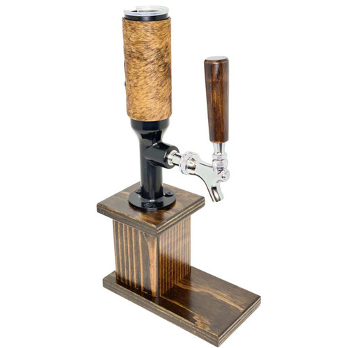 Single Whiskey Tower with Cowhide & Wood Tap