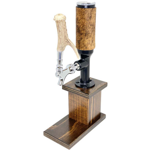 Single Whiskey Tower with Brindle Cowhide & Antler Tap
