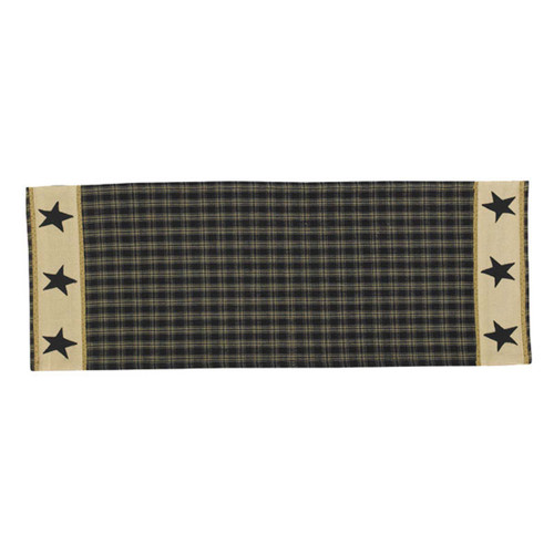 Black Embroidered Stars Table Runner - 36 Inch