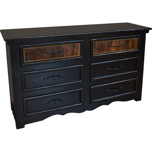 Brindle Cowhide Panel 6-Drawer Dresser