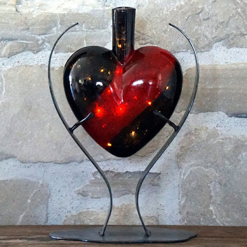 Red Heart Art Glass Sculpture