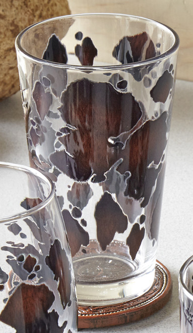 Cowhide Print Pint Glasses - Set of 4