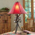 Desert Flower Iron Table Lamp with Rawhide Shade