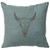 Bull Skull Linen Pillow - Ocean