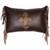 Coffee Leather Fringed Pillow with Hair on Hide Concho Cross