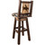 Ranchman's Woodland Upholstery Counter Stool with Back, Swivel & Laser-Engraved Bronc Design