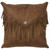 Whiskey Leather & Fringe Pillow - Fabric Back