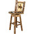 Woodsman Woodland Upholstery Barstool with Back, Swivel & Laser-Engraved Bronc Design