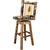 Woodsman Woodland Upholstery Barstool with Back, Swivel & Laser-Engraved Pine Tree Design