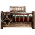 Denver Bed with Storage & Engraved Wolves - Twin - Stained & Lacquered