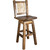 Denver Counter Height Swivel Barstool with Engraved Bronc Back - Stained & Lacquered