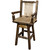 Denver Swivel Captain's Barstool with Buckskin Seat - Stained & Lacquered