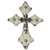 Distressed White Wood Cross with Red Stone & Rhinestones