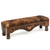 Western Scroll Carved Cowhide Bench