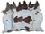 Blue Specked Brown & White Cowhide Rug - Large