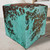 Turquoise Embossed Gator & Cowhide Square Pouf
