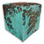 Turquoise Embossed Gator & Cowhide Square Pouf