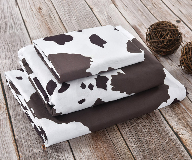 White Cowhide Sheet Set Queen Lone Star Western Decor