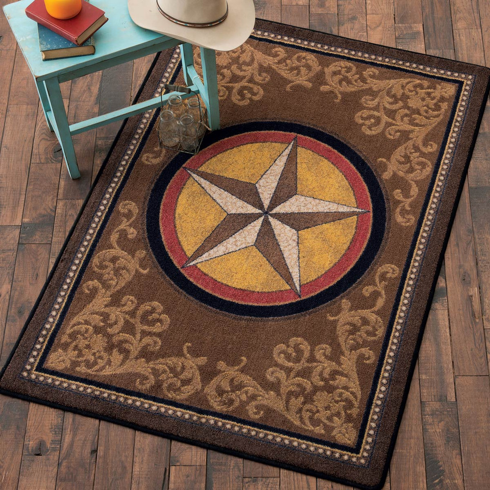 Gilded Star Rug - 8 Ft. Round | Lone Star Western Decor