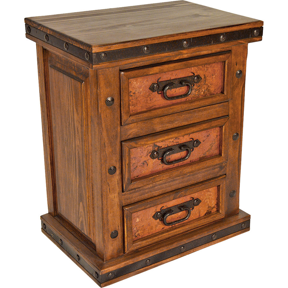 Country Nightstand with Copper - Pablo Base | Lone Star Western Decor