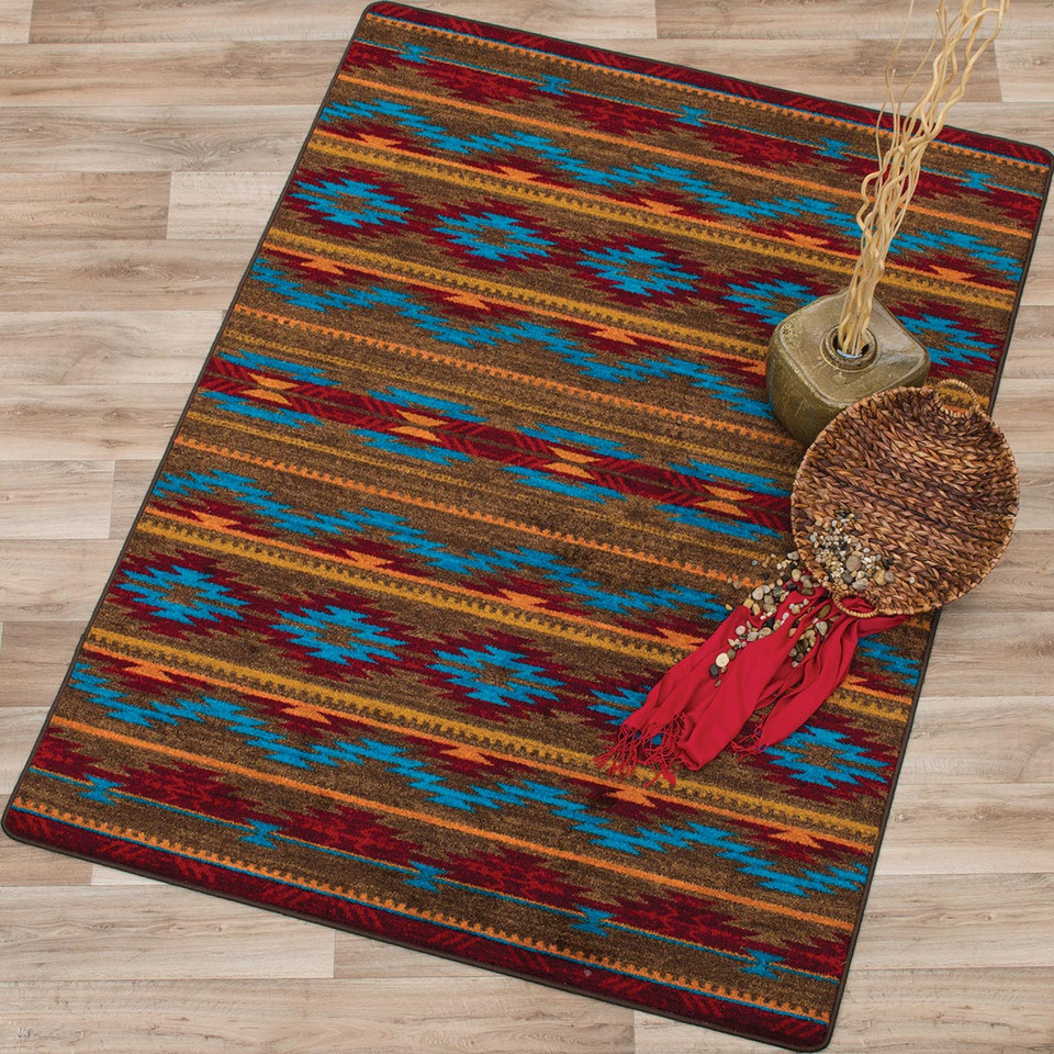 RANCHER SQUARE CONTOUR WOOL PAD- Turquoise and Red Aztec