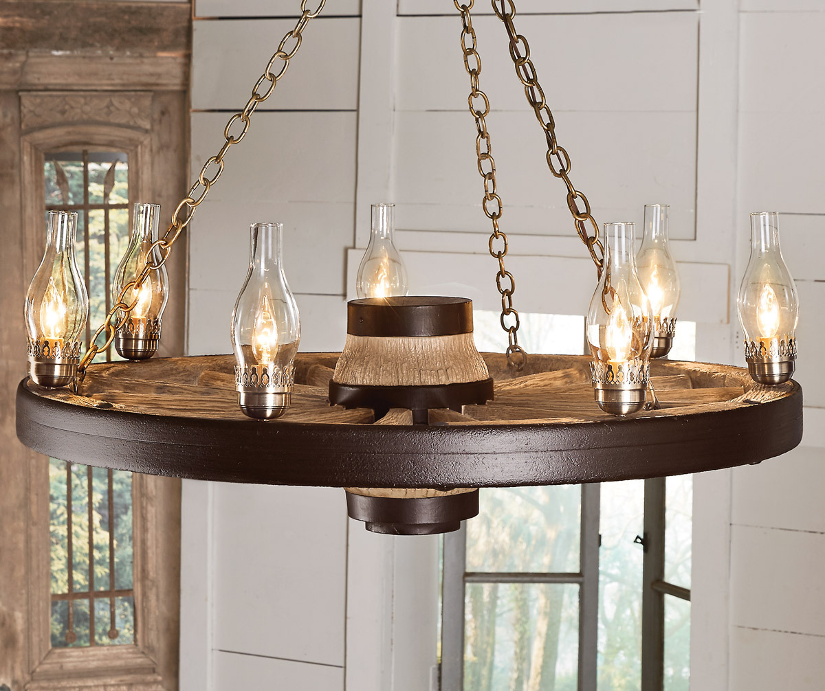 large wagon wheel chandelier