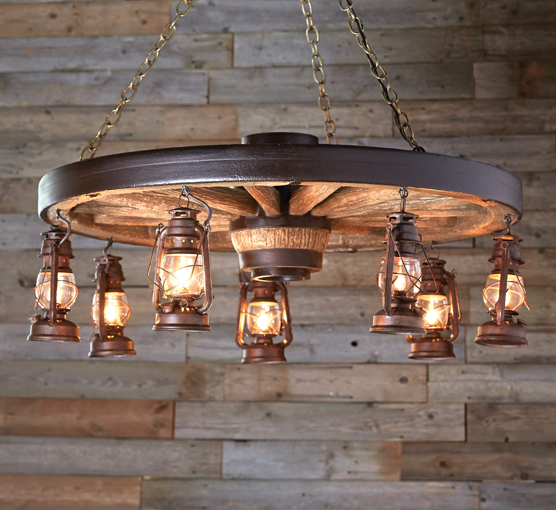 large wagon wheel chandelier