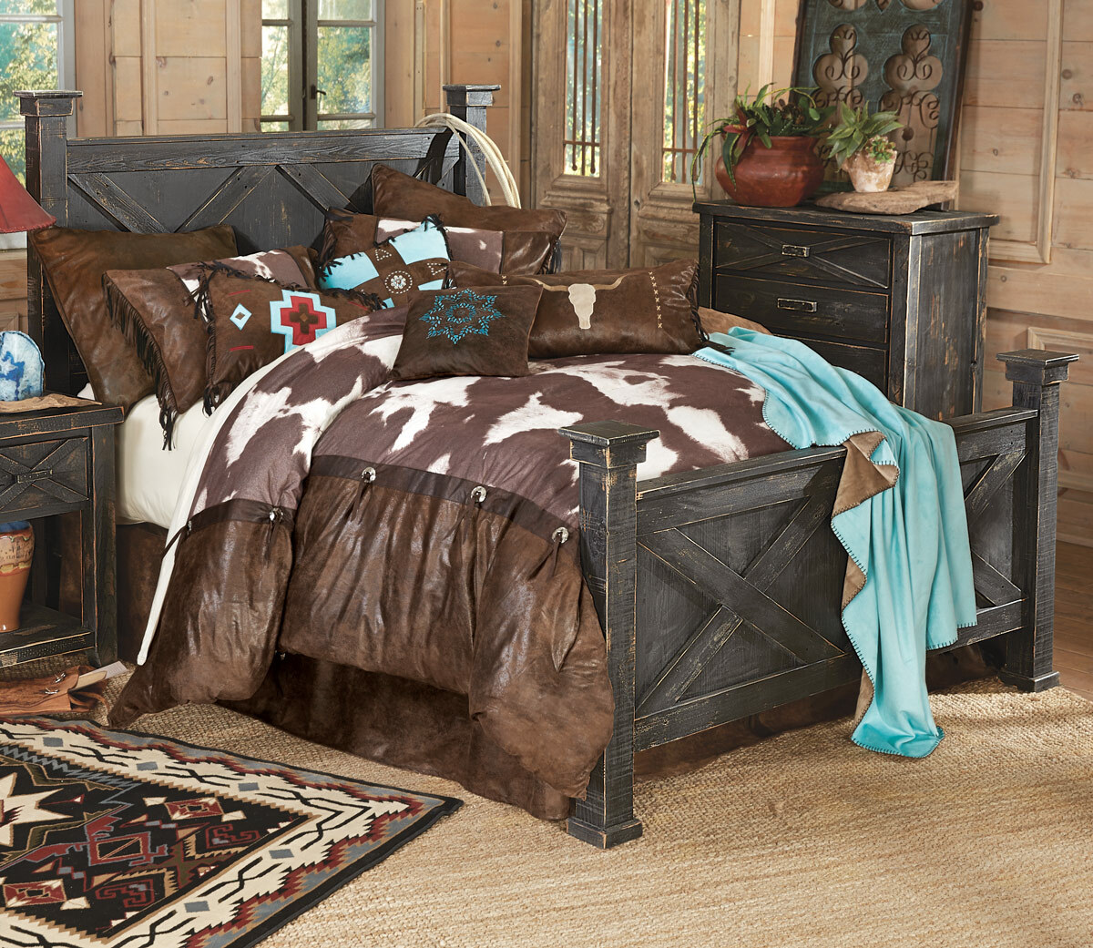Barnwood Double X Bed - Cal King | Lone 