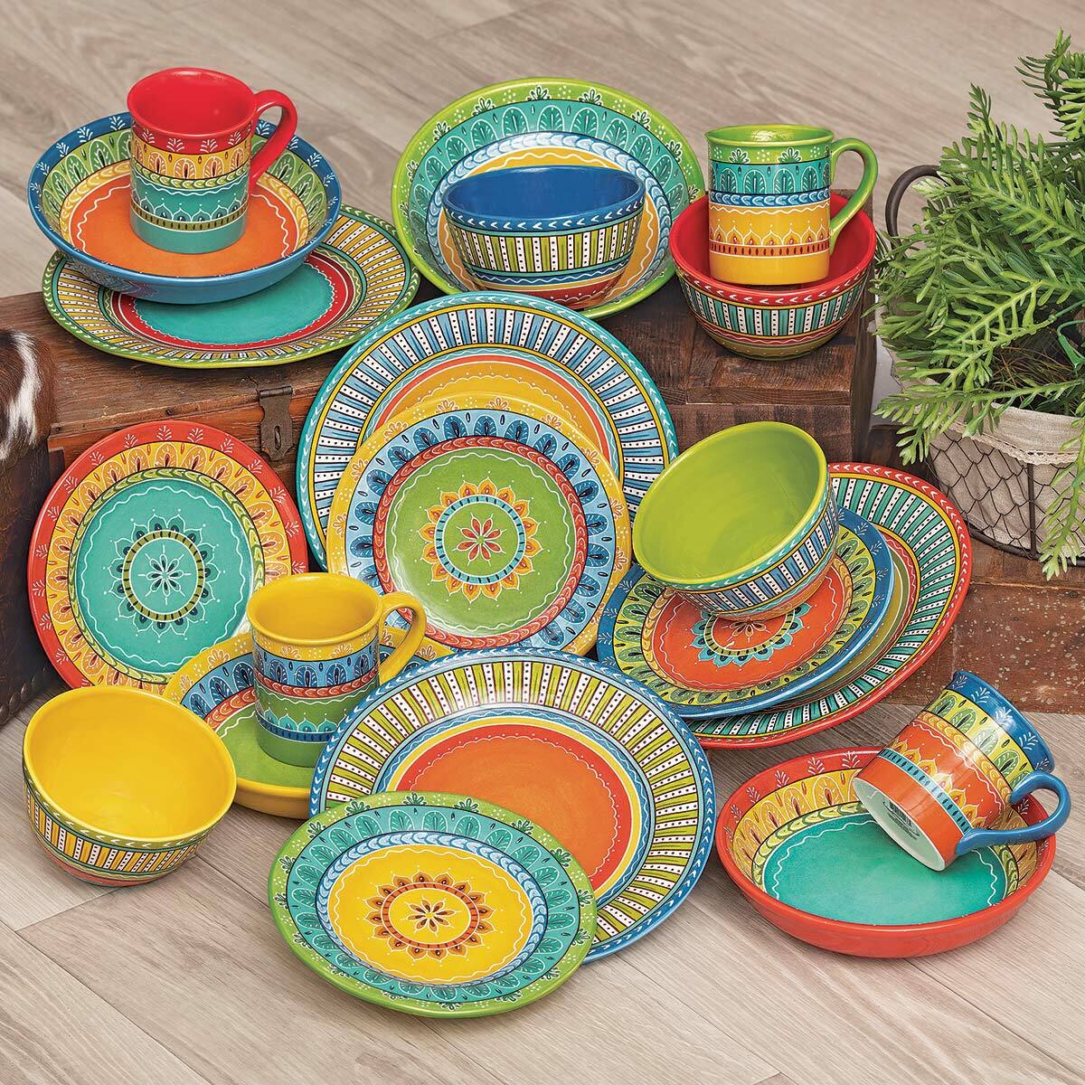 Sonoran Splendor Ceramic Dessert Plates - Set of 4, Southwestern Dinnerware from Lone Star Western Decor