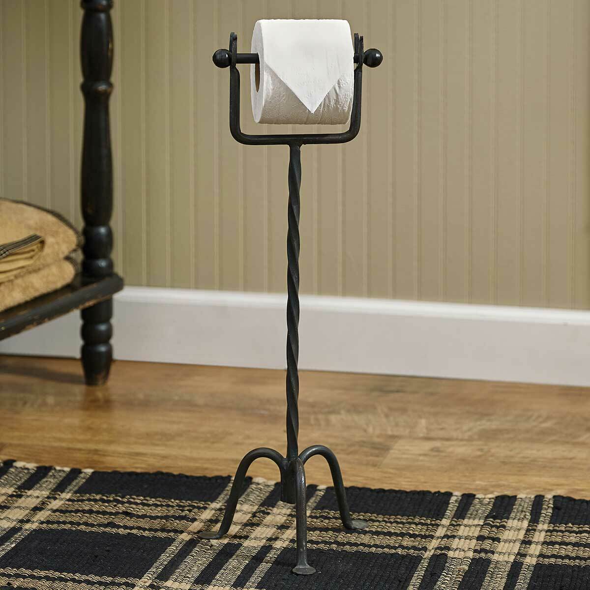 Rustic Brown Horseshoe Standing Toilet Paper Holder Cast Iron