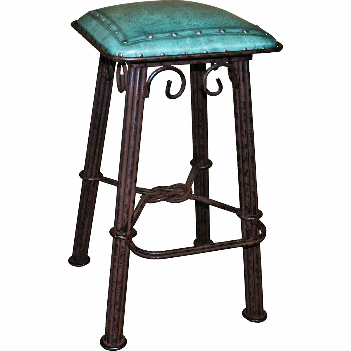 Coronado iron Counter Stool Turquoise Nail Heads