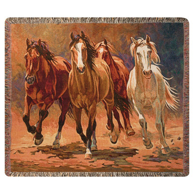 Dusty Stallions Tapestry Throw | Lone Star Western Decor