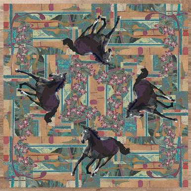 Running Horse Rug - 8 Ft. Square | Lone Star Western Decor