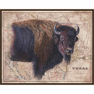 Buffalo Wall Art: Texas Buffalo Framed Canvas | Lone Star Western Decor