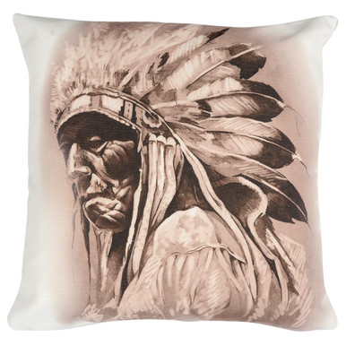 Indian Braves Council Leather Throw Pillow