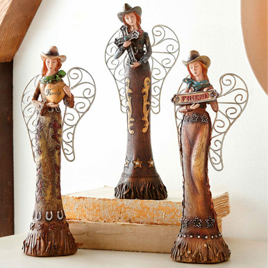 Image of Cowgirl Angel Sculptures - Set of 3