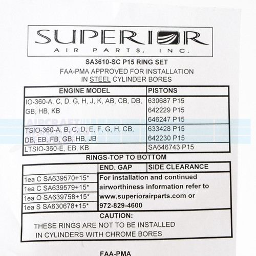 Ring Set Single Cylinder - SA3610-SC P15