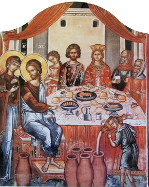 Wedding at Cana Icon- Standing Arched Panel - OrthodoxGifts.com