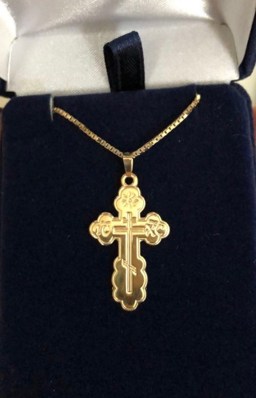 14KT Gold St. Olga Style Cross- Medium 