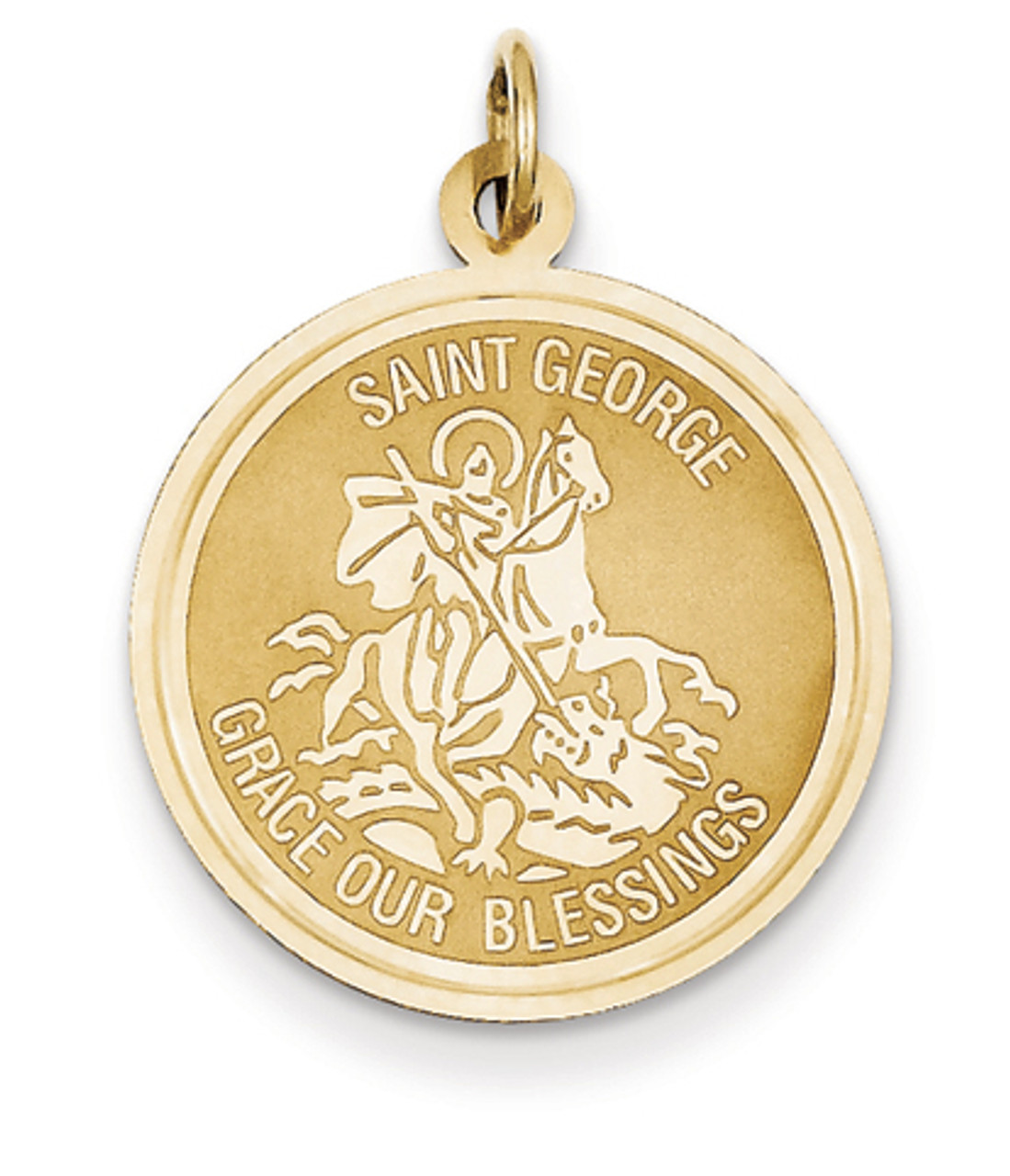 14KT Gold St. George Round Medallion - OrthodoxGifts.com