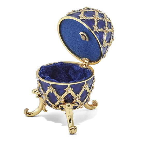 Imperial Egg Trinket Music Box- Royal Blue with Matching 18