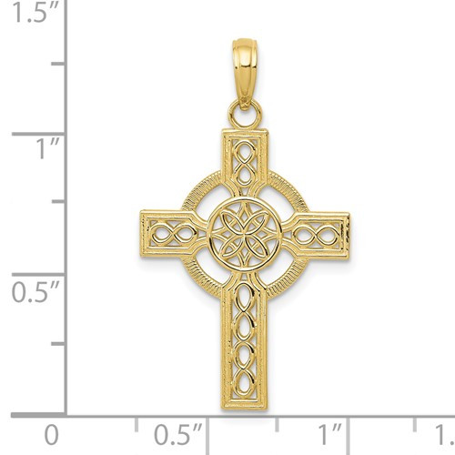 10KT Gold Diamond Cut Celtic Cross 